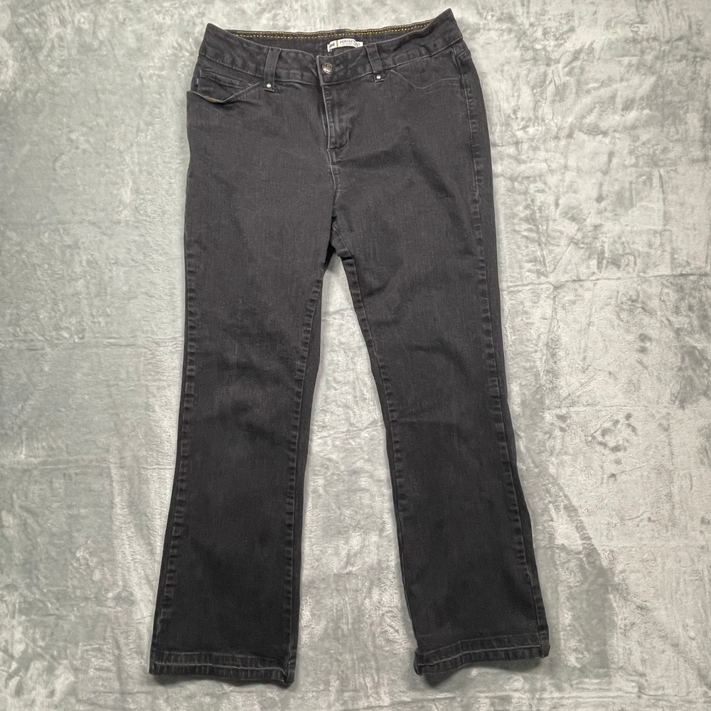 Lee Perfect Fit Jeans Womens 10 Black Mid Rise Straight Leg Stretch Denim